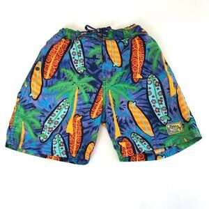 Plaid Fish Boys Surfboard Print Swim Shorts Size 4T